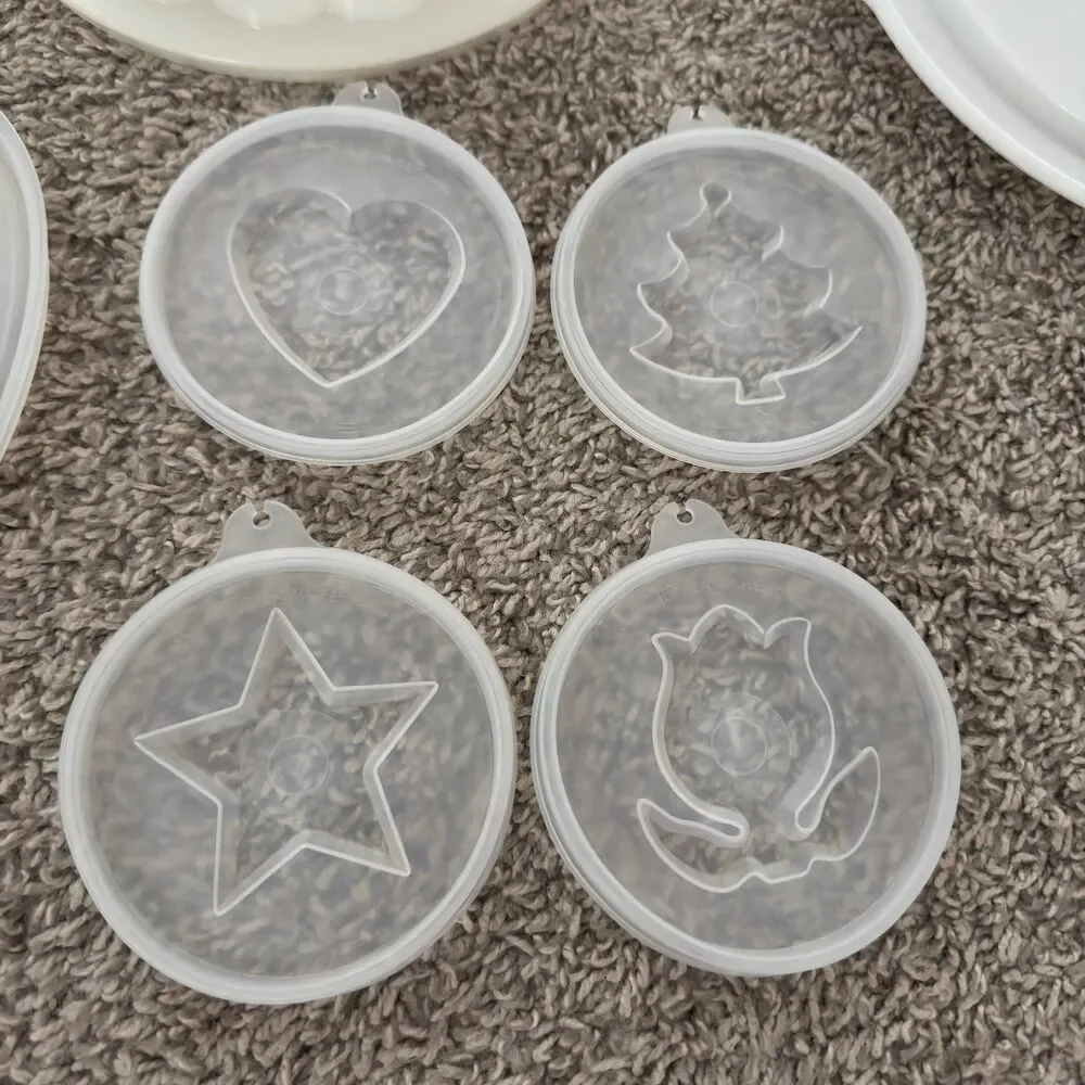 Vintage Tupperware Jel-N-Serve Jello Mold 616 Set w/ 4 Design Seals & Tray - USA